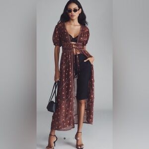 Anthropologie Forever that girl Sheer Heart Patterned Duster OS